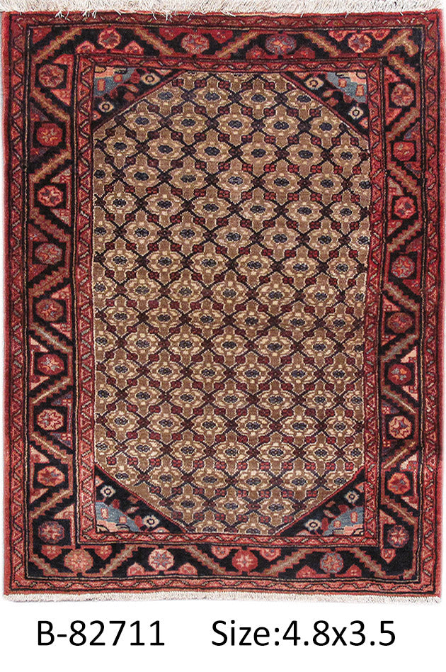 3.5 x 4.8 Persian Kamelhel Rug Iran Hamadan Carpet #PIX-82711