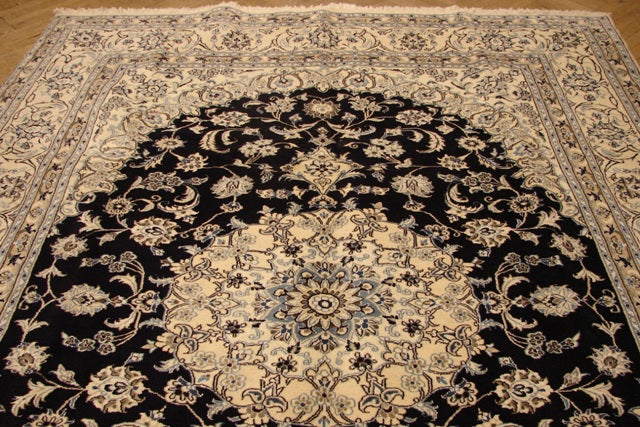 8 x 11.4 Authentic Persian 9 La Nain Rug  Wool and Silk Blue #PIX-14346