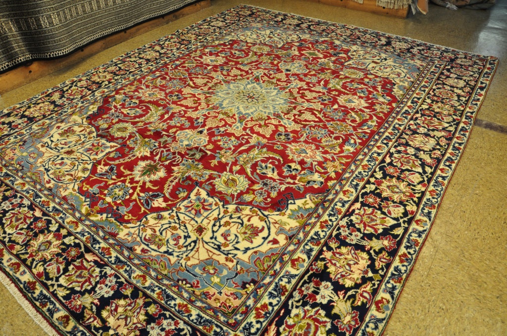 8.4 x 10.10 Persian Najaf Esfahan Wool Rug RED BLUE #PIX-28965