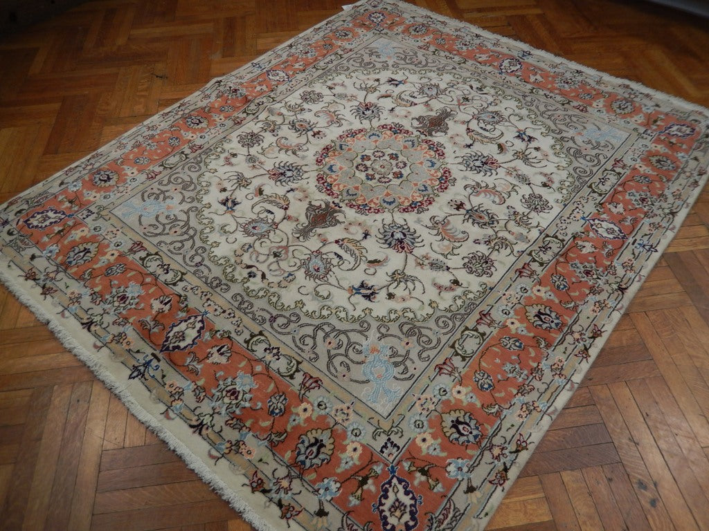 6.9 x 8.2 Authentic Persian Tabriz Rug Handmade Odd Size Iran Wool and Silk #PIX-21996