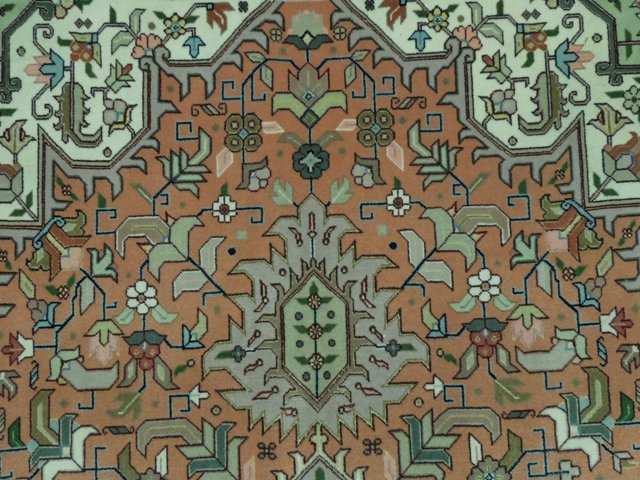 4.10 x 7 Authentic Fine Quality Tabriz Rug Wool and Silk 400 KPSI Geometric #PIX-16019
