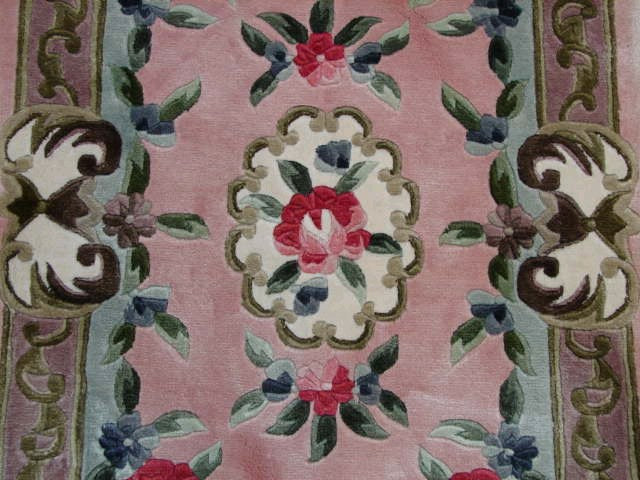 3 x 5 New Handmade Aubusson Rug Bamboo Silk Pink #PIX-6265