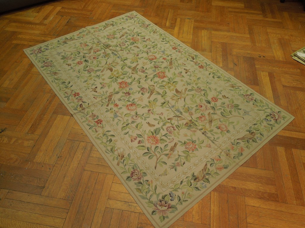 5 x 8 Tapestry Needle Point Rug Birds Flowers #PIX-20698