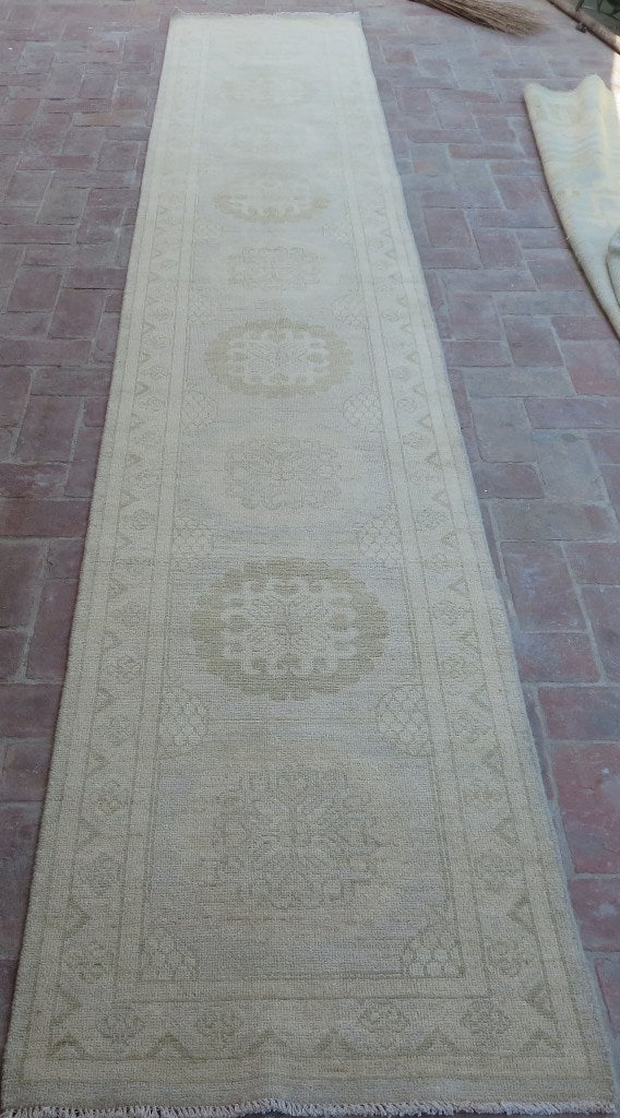 14' Feet Ziglar Chotan Runner Natural Wool Nuetral Light Pale Colors #PIX-25288
