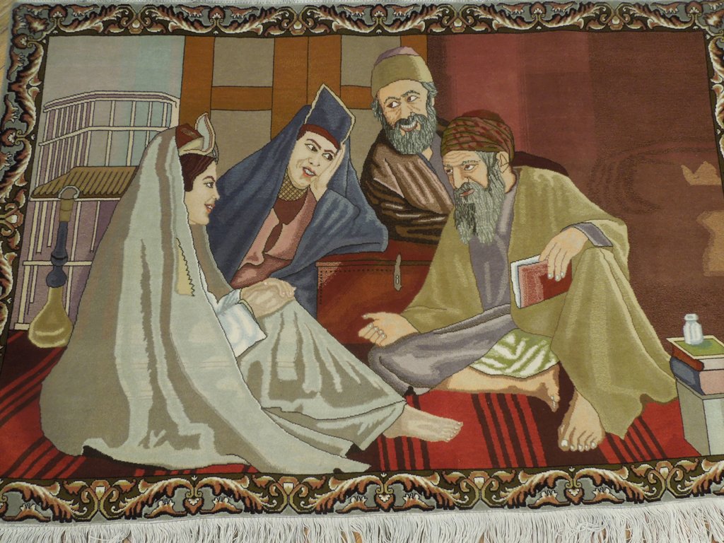 3.3 x 5 Pictorial Authnetic Parsian Handmade Rug Iran 400 Kpsi Fortune Reader #PIX-25681