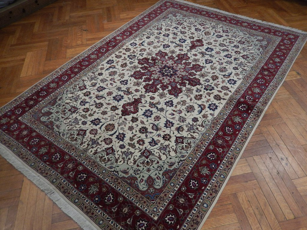 6.7 x 9.8 Fine Authentic Persian Tabriz Rug Handmade Iran Wool and Silk 400 KPSI #PIX-21979