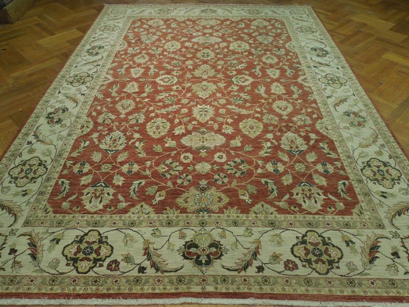 9 x 12 Quality Natural Wool Handmade Chobi Peshawar Rug Rust #PIX-17463