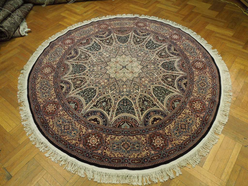 8.9 Feet ROUND Wool and Silk Fine Quality Rug MULTI COLORS  #PIX-20839