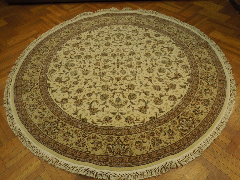 8.2 x 8.3 Quality  Wool and Silk  Hand-Knotted Rug IVORY #PIX-20883