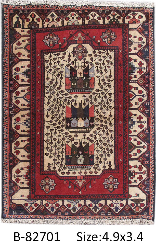 3.4 x 4.9 Persian Ethnic Tribal Hamadan Rug #PIX-82701