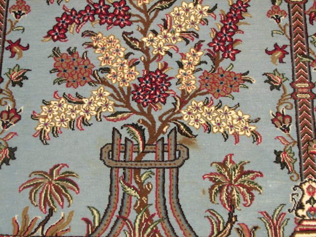 3.6 x 5.0 Fine Wool and Silk Persian Qom Prayer Rug  #PIX-8676