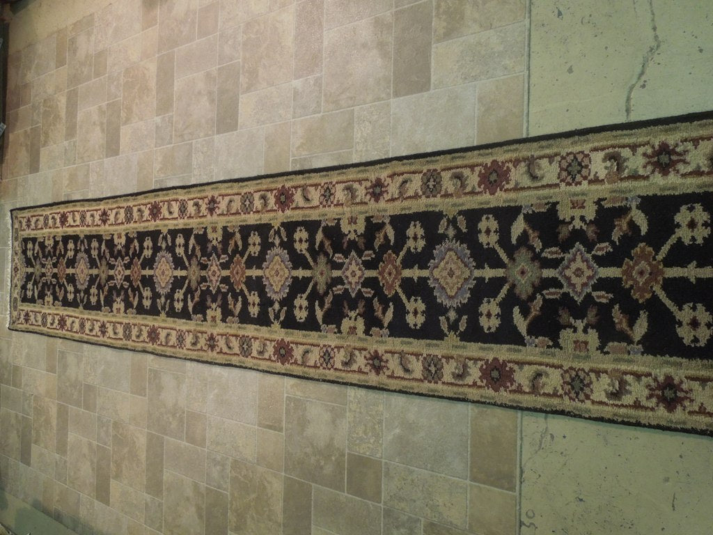 20' Feet Handmade Wool Runner BLACK #B-74121