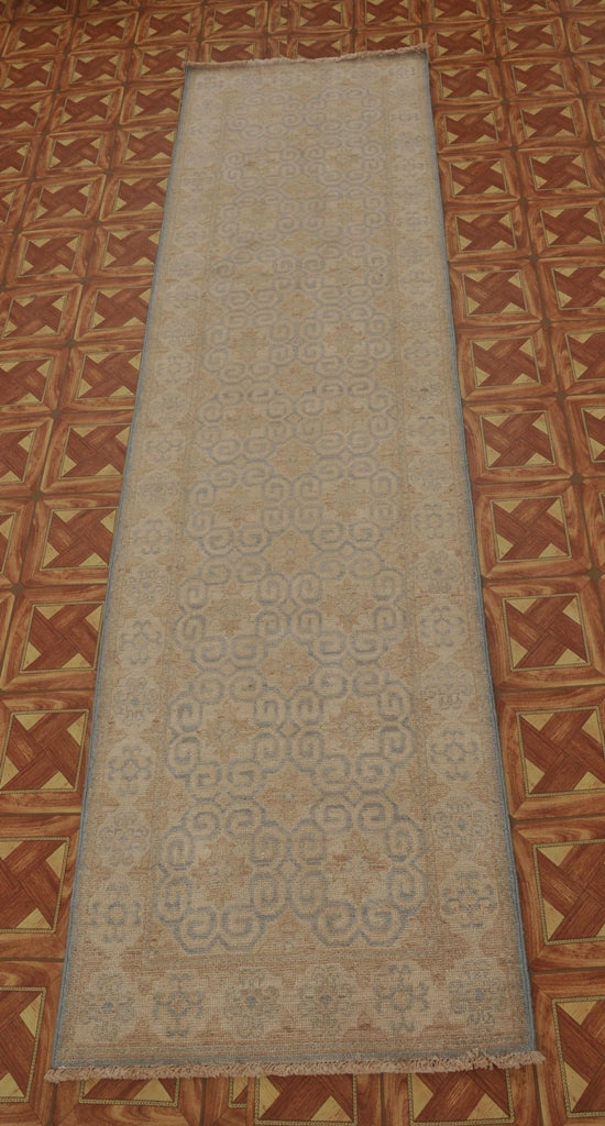 10' Feet Runner Quality Handmade Wool Neutral Pastels  #PIX-25191