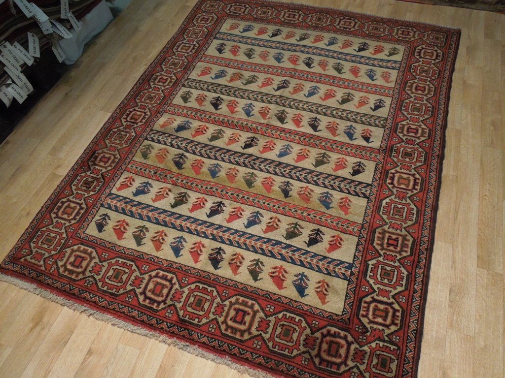 5 x 6.6 Hand-Knotted Afghan Shirvan Caucasion Rug #PIX-19257