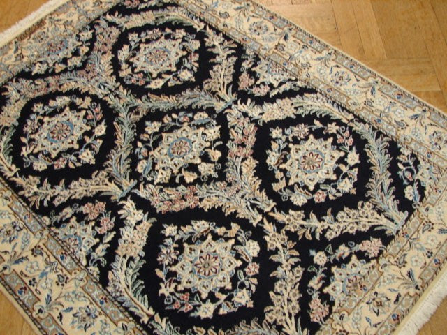 3.3 x 4.3 Signed Habibian High Quality Authentic Persian Nain 6 La Rug Handmade Iran Wool and Silk 500 KPSI #PIX-4869