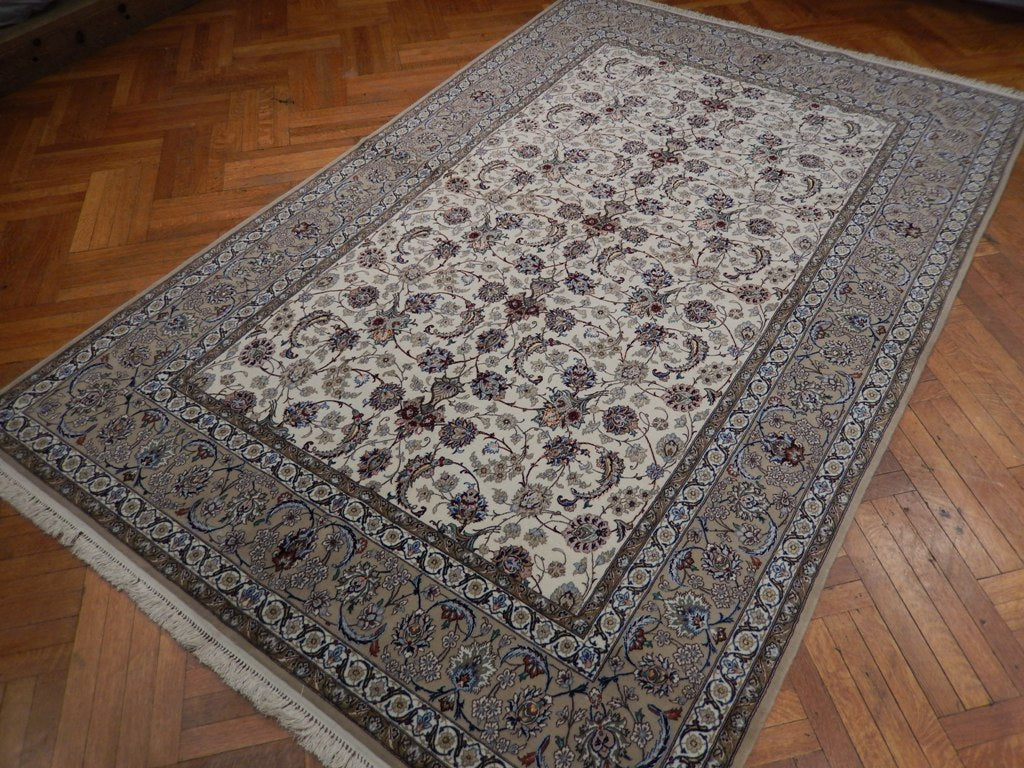 6.7 x 10 Signed Authentic Persian Esfahan Rug Wool and Silk on Silk 500 Kpsi Iran #PIX-21995