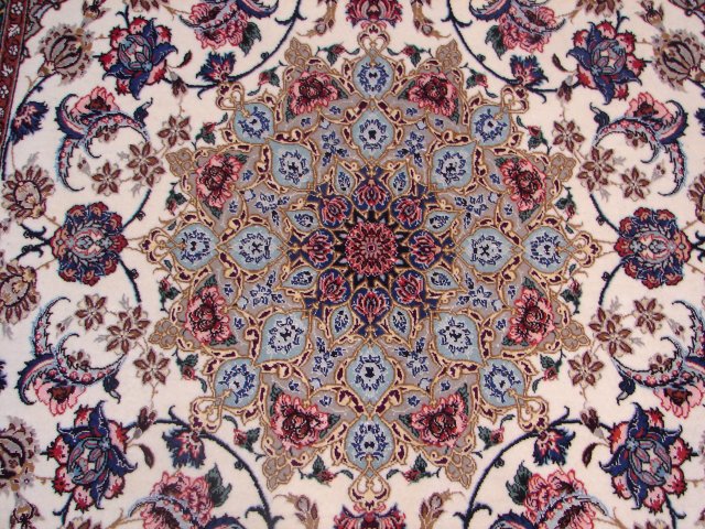 5 x 8 Authentic Persian Esfahan Rug Fine Quality 500 KPSI Wool and Silk Iran #PIX-9482