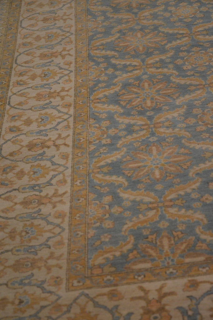 9.1 x 11.6 Light Blue Chobi Peshawar Handmade Wool Rug #PIX-28539