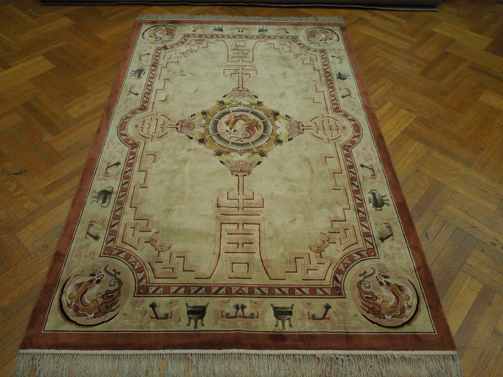 6 x 9 Dragon Bamboo Silk Handmade Rug #PIX-20506