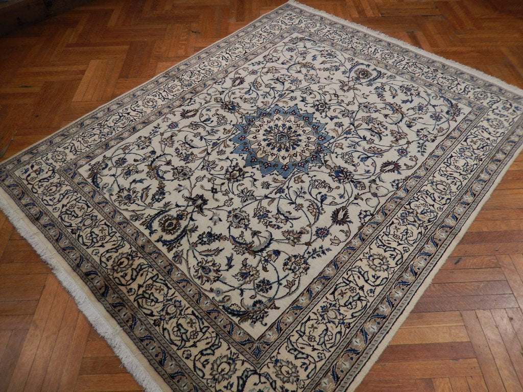 6.5 x 8 Authnetic Persian Nain Carpet 9 LA  Handmade Iran Wool and Silk #PIX-22017