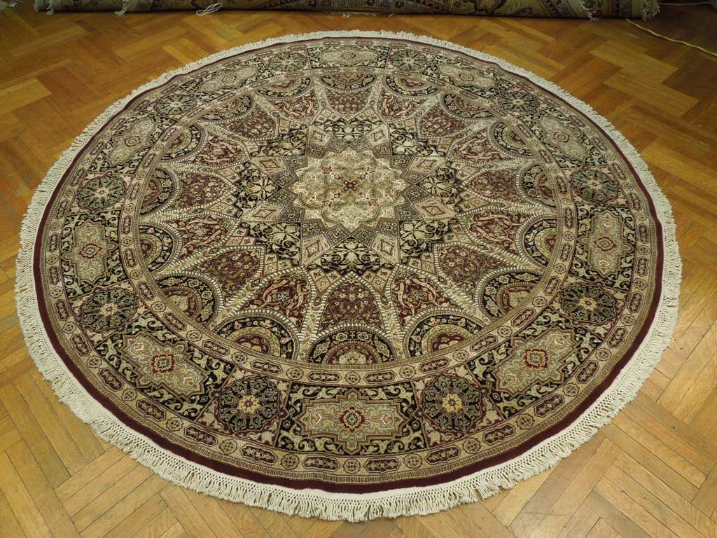 9 x 9 ROUND Fine Quality Wool and Silk handmade Rug Multi Color DOM Esfahan   #PIX-20846