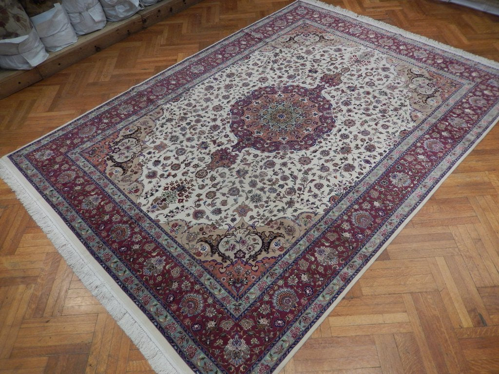 9.5 x 13.2 High Quality Authentic Persian Tabriz Rug Handmade Iran Wool and Silk on Silk 500 KPSI  #PIX-21864