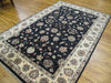 Load image into Gallery viewer, 6 x 9.2 Quality Handmade Wool and Silk Rug BLACK #PIX-26274