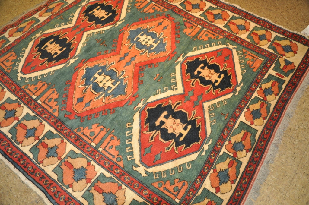 6 x 6.5 Square Hand-Knotted Afghan Kazak Rug #PIX-26073