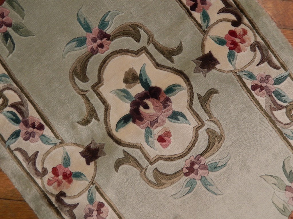 2 x 4 Handmade Aubusson Rug Bamboo Silk #PIX-23043
