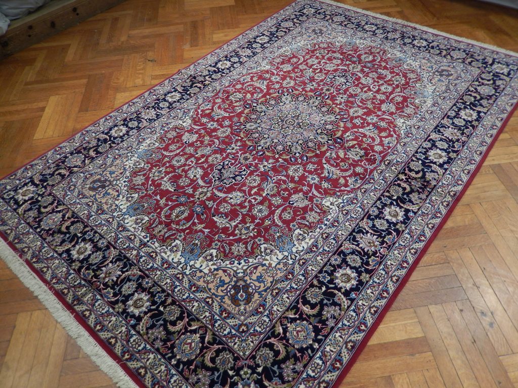 6.7 x 10.2 Signed Authentic Persian Esfahan Rug Wool and Silk 500 KPSI Genuine Iran #PIX-21983