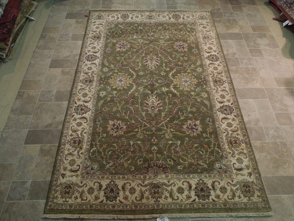 5.5 x 8.6 GREEN Quality Handmade Wool Ziglar Rug #B-74029