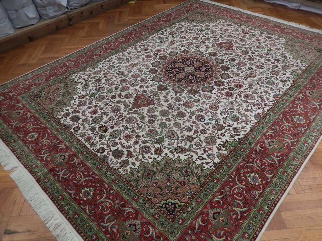 10 x 13 Genuine Persian Tabriz Rug Handmade Iran Wool and Silk 400 KPSI #PIX-21904