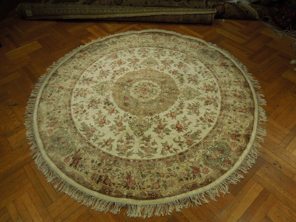 8.0 x 8.0 Feet ROUND Fine Handmade Wool and Silk Rug#PIX-20921