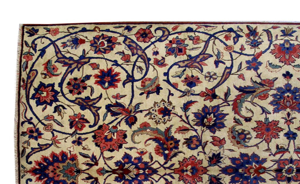 6.11 x 12.6 Semi-Antique Persian Esfahan Wool Rug - ESTATE CARPET #B-80715