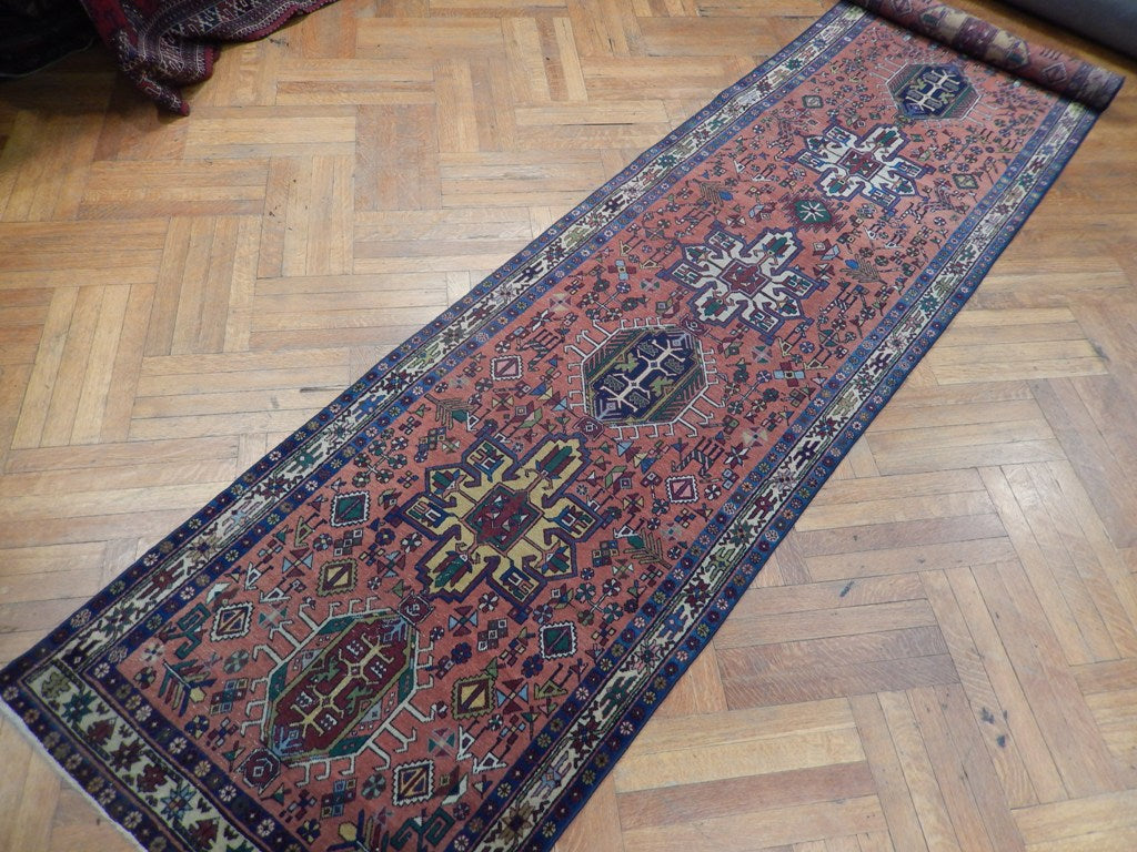 3 x 14.2 Semi-Antique  Persian Heriz Karaja Runner #PIX-22828