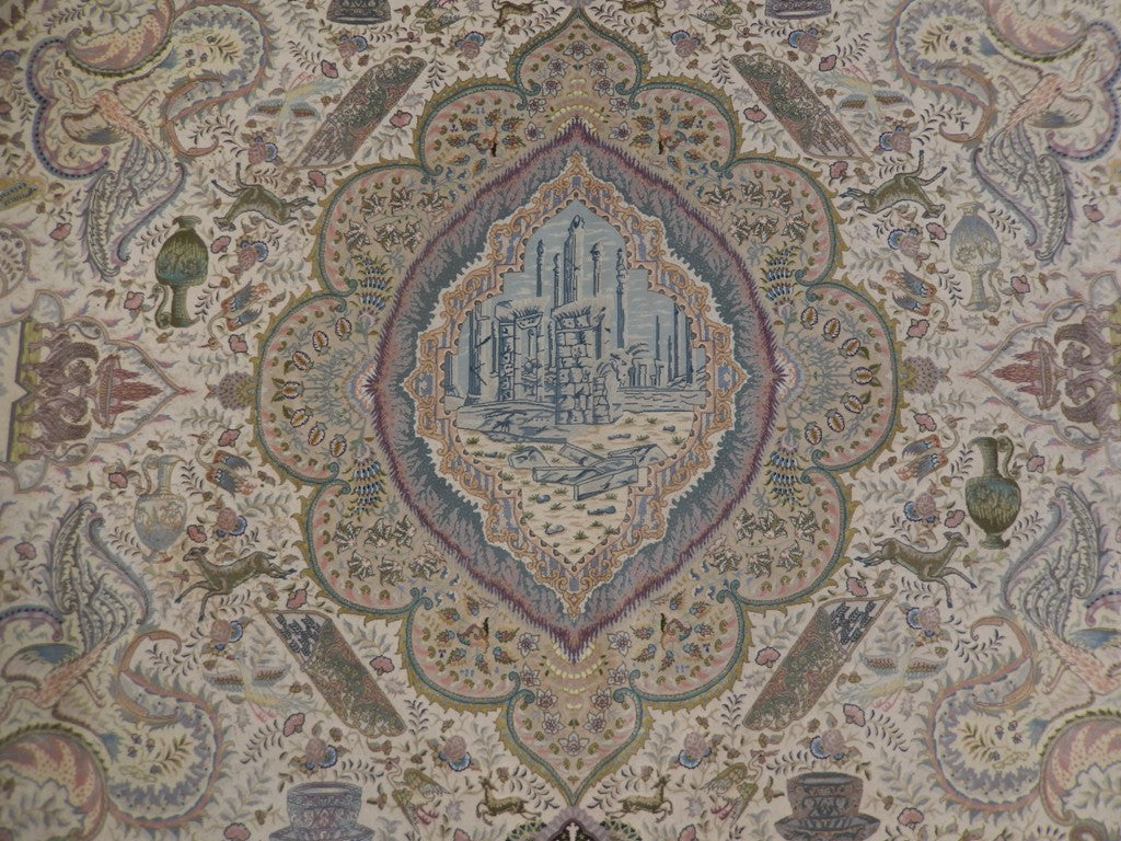 9 x 13.6 super Fine Quality Authentic Persian Tabriz Rug 70 Raj 500 Kpsi Wool and Silk On Silk Foundation Akhte Jamshid Iran Ancient #PIX-21911