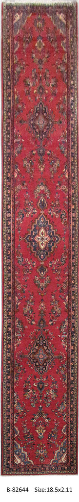 2.11 x 18.5 feet Long Runner Persian Sarouk Hamadan Rug #PIX-82644
