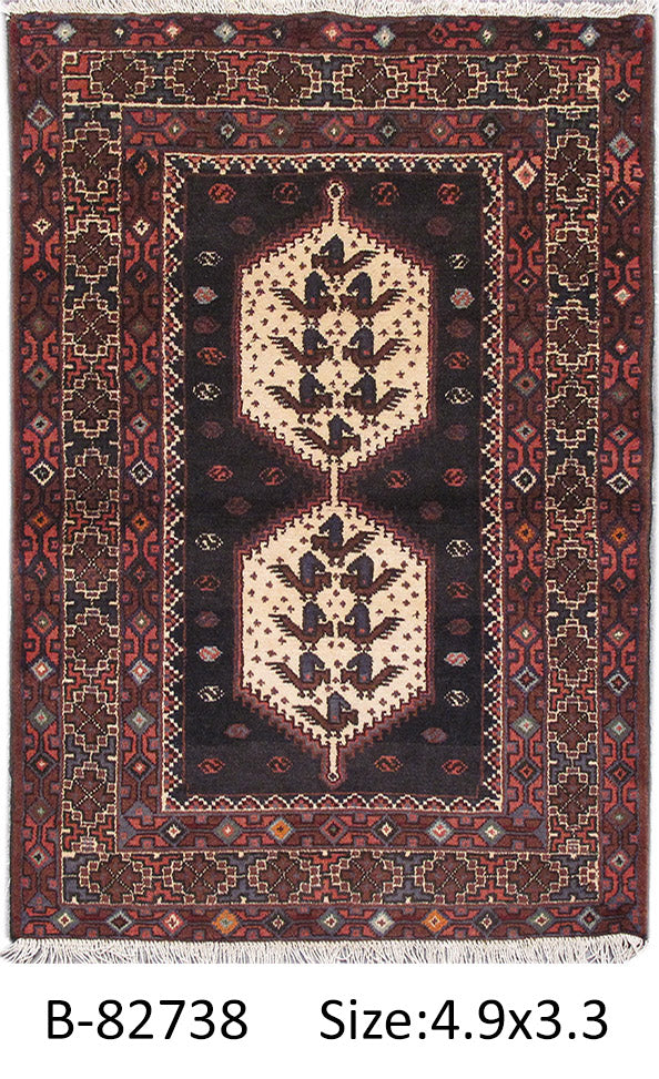 3.3 x 4.8 Persian Decorative Tribal Rug Black #PIX-82738