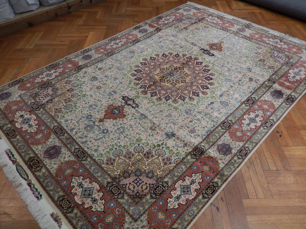 8 x 11.10 Raj Tabriz 500 KPSI Signed Super Fine Quality Rug Wool and Silk on Silk Handmade Iran Authentic #PIX-21844