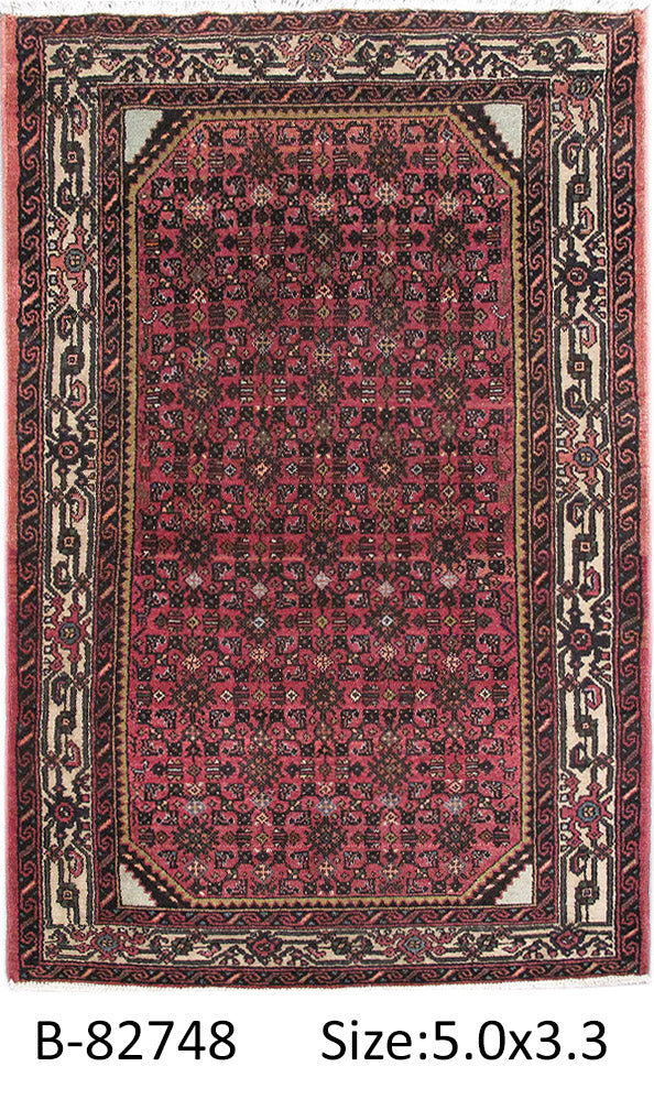 3.4 x 5 Persian Herati Mahal Rug Pink #PIX-82748