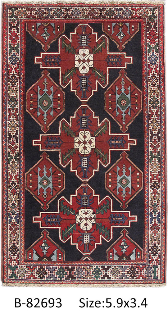 3.4 x 5.9 Persian Village Geometric Rug #PIX-82693