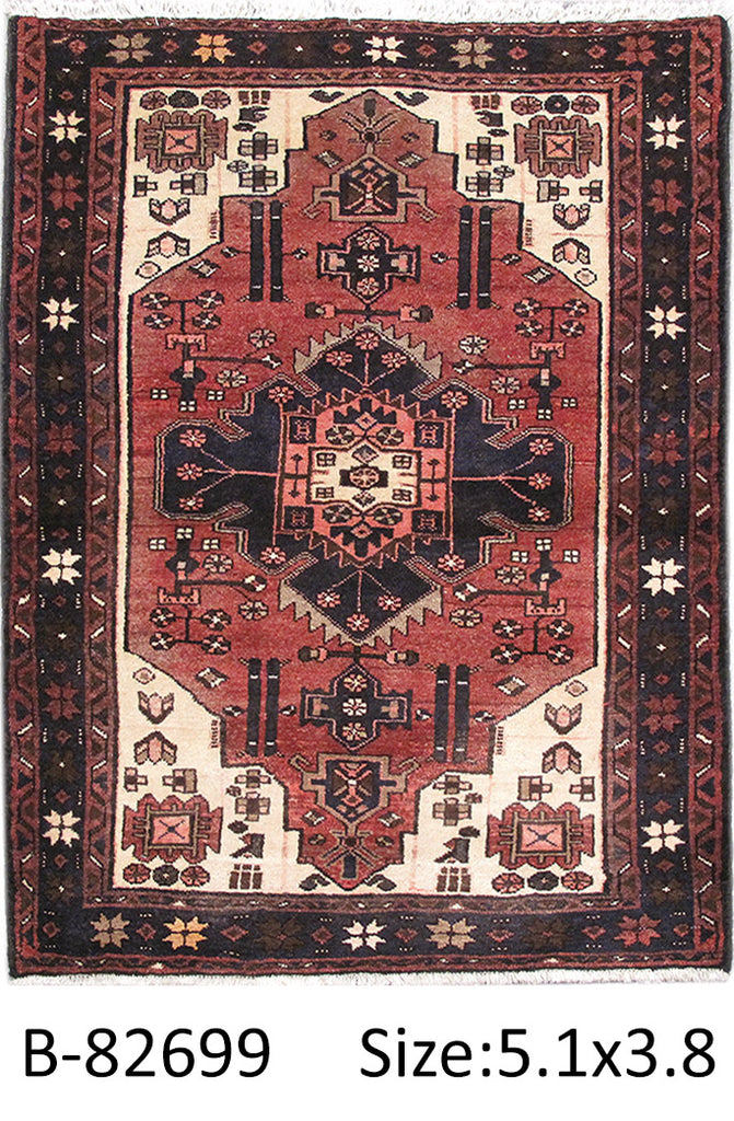 3.8 x 5 Persian Hamadan Rug Tribal #PIX-82699