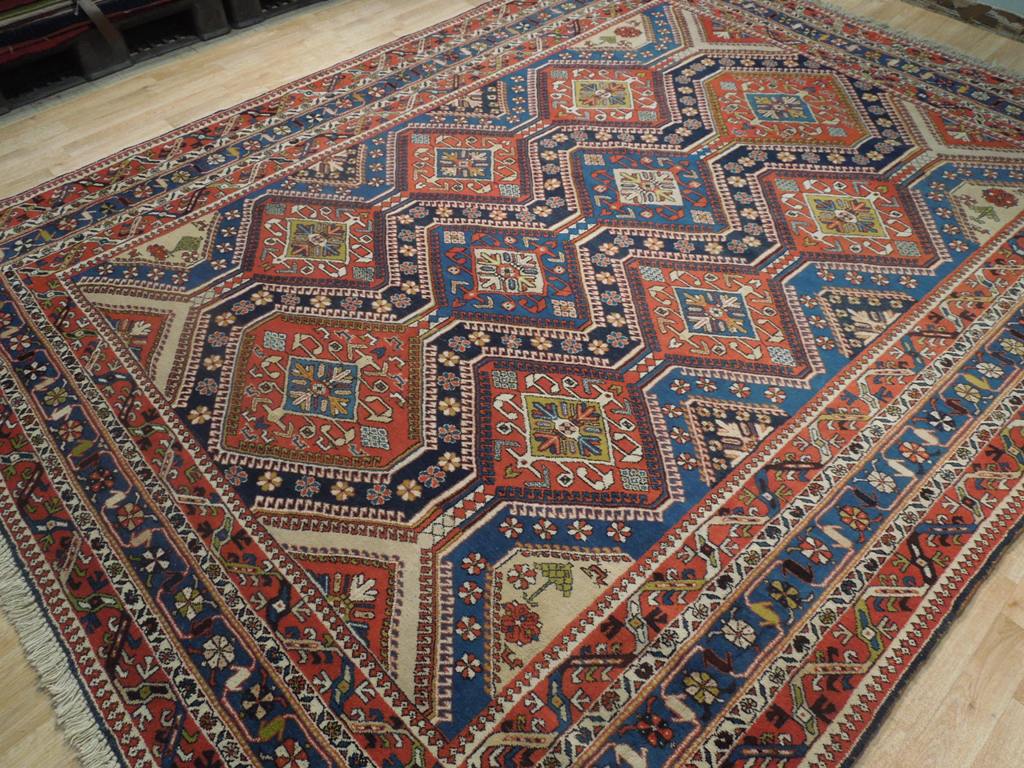 8.9 x 11.3 Genuine Persian Tribal RARE ANTIQUE YALAMEH Rug Wool on Wool #PIX-18182