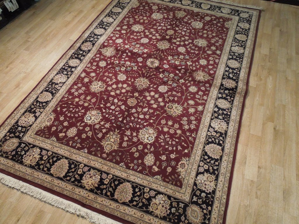 5.9 x 8.9 Quality New Handmade Rug Wool and Silk Burgundy #PIX-19166