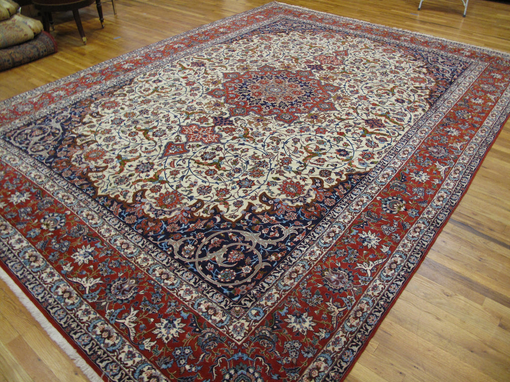 9.9 x 13.6 High Quality Authentic Persian Esfahan Rug Handmade Iran Wool and Silk on Silk 500 KPSI #PIX-26233