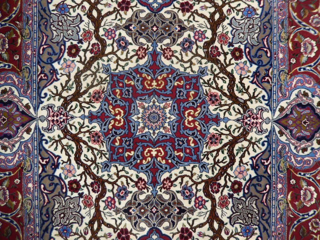 3.7 x 5.7 Signed Super Fine Authentic Persian Esfahan Rug Wool Silk on Silk 500 KPSI #PIX-22777