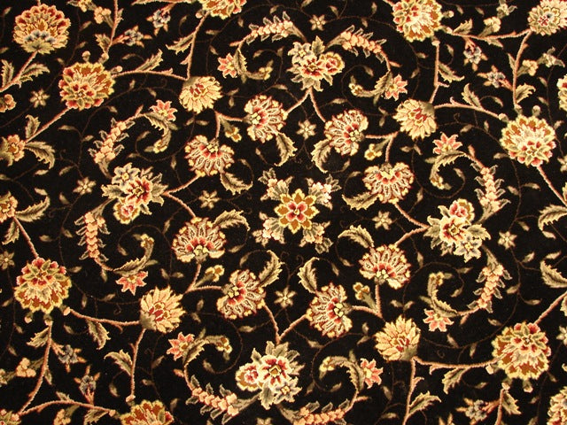 8 x 8 BLACK Fine Quality Wool and Silk Hand Woven rug   #PIX-13883