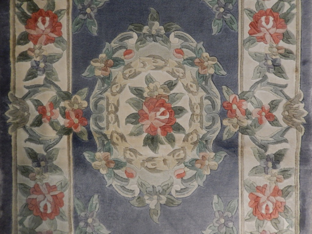 2 x 4 New Handmade Aubusson Carpet Bamboo Silk Light Blue #PIX-23045