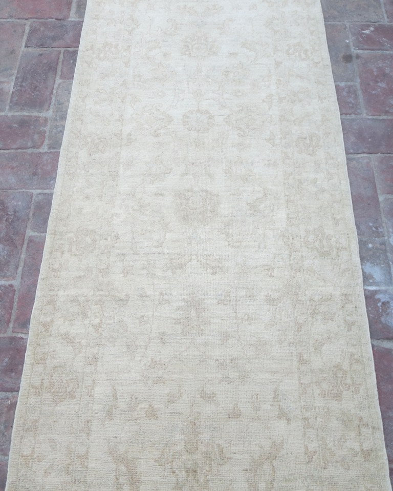 14' Feet Ziglar Handmade Runner Natural Wool Neutral Pale Colors Rug #PIX-25246
