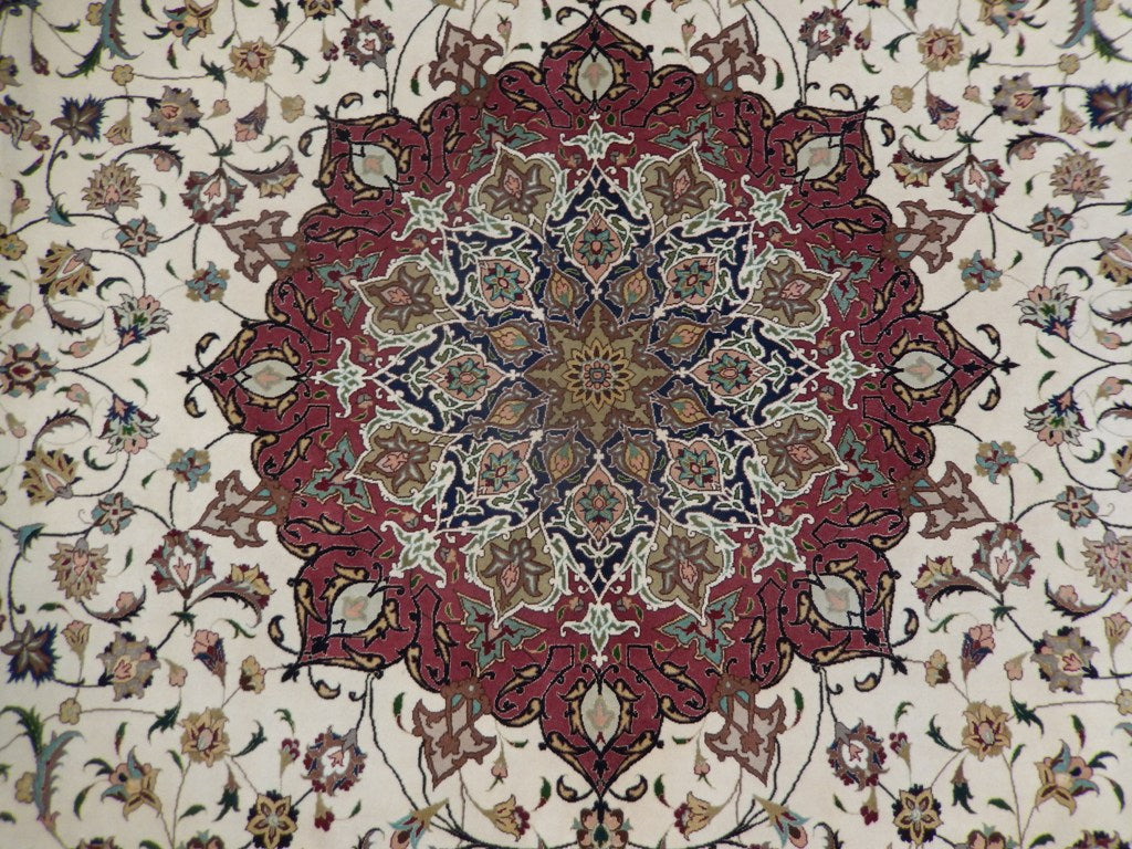 9.9 x 13 Authentic High Quality Persian Tabriz Rug Handmade Iran 400 KPSI Wool and Silk #PIX-21926